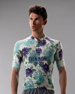 Bianchi Lifestyle Gravel short sleeve Jersey CELESTE FLOWER M